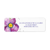 Paarse Waterverf Anemone Flower Silver Glitter Etiket (Voorkant)