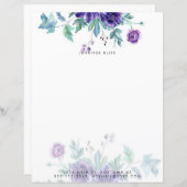 Paarse waterverf anemoon gepersonaliseerde briefpa (Voorkant / Achterkant)