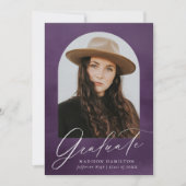 Paarse Waterverf Arch Foto Afstuderen Aankondiging (Voorkant)