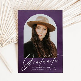 Paarse Waterverf Arch Foto Afstuderen Aankondiging