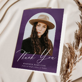 Paarse Waterverf Arch Foto Afstuderen Bedankkaart