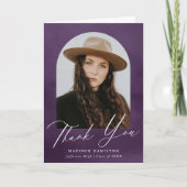 Paarse Waterverf Arch Foto Afstuderen Bedankkaart (Voorkant)