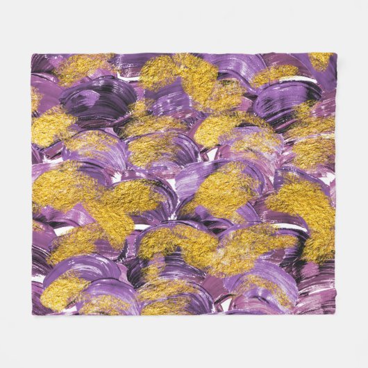 Paarse Waterverf: Artistic Gold Fusion. Fleece Deken (Voorkant (Horizontaal))