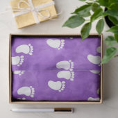 Paarse Waterverf Baby shower voetafdrukpatroon Tissuepapier (Geschenk)