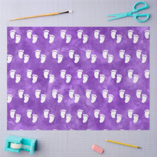 Paarse Waterverf Baby shower voetafdrukpatroon Tissuepapier (Craft)