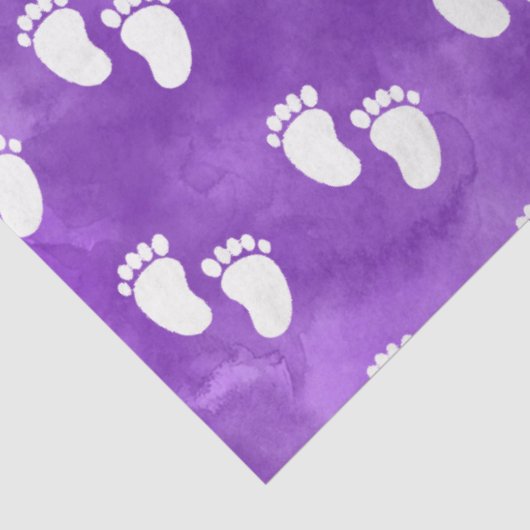 Paarse Waterverf Baby shower voetafdrukpatroon Tissuepapier (Detail)