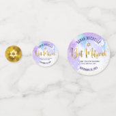 Paarse Waterverf Bat Mitzvah Gold Foil Script Confetti (Voorkanten)