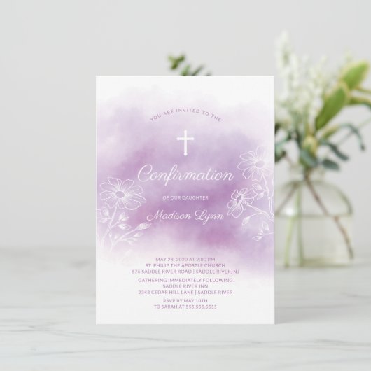 Paarse Waterverf bevestiging Kaart (Staand voorkant)
