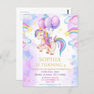 Paarse Waterverf Birthday, Magische Unicorns Briefkaart
