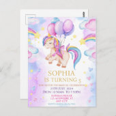 Paarse Waterverf Birthday, Magische Unicorns Briefkaart (Voorkant / Achterkant)