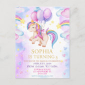 Paarse Waterverf Birthday, Magische Unicorns Briefkaart (Voorkant)