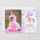 Paarse Waterverf Birthday, Magische Unicorns Kaart (Voorkant)