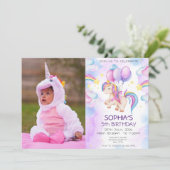 Paarse Waterverf Birthday, Magische Unicorns Kaart (Staand voorkant)