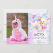 Paarse Waterverf Birthday, Magische Unicorns Kaart (Voorkant)