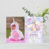 Paarse Waterverf Birthday, Magische Unicorns Kaart (Staand voorkant)