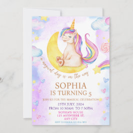 Paarse Waterverf Birthday, Magische Unicorns Kaart