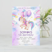 Paarse Waterverf Birthday, Magische Unicorns Kaart (Staand voorkant)