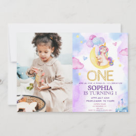 Paarse Waterverf Birthday, Magische Unicorns Kaart