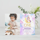 Paarse Waterverf Birthday, Magische Unicorns Kaart (Staand voorkant)