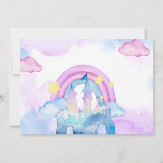 Paarse Waterverf Birthday, Magische Unicorns Kaart (Achterkant)