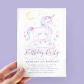 Paarse Waterverf Birthday, Magische Unicorns Kaart