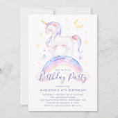 Paarse Waterverf Birthday, Magische Unicorns Kaart (Voorkant)