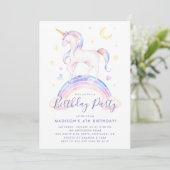 Paarse Waterverf Birthday, Magische Unicorns Kaart (Staand voorkant)