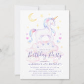 Paarse Waterverf Birthday, Magische Unicorns Kaart (Voorkant)