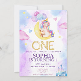 Paarse Waterverf Birthday, Magische Unicorns Kaart