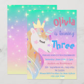 Paarse Waterverf Birthday, Magische Unicorns Kaart (Voorkant / Achterkant)