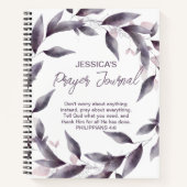 Paarse Waterverf bladeren Gepersonaliseerd gebedsj Notitieboek (Voorkant)