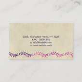 Paarse Waterverf bladeren op papier Visitekaartje (Achterkant)