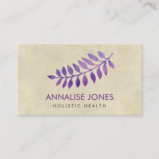 Paarse Waterverf bladeren op papier Visitekaartje (Voorkant)