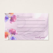 paarse waterverf blanco mooie cadeaukaarten visitekaartje (Voorkant)