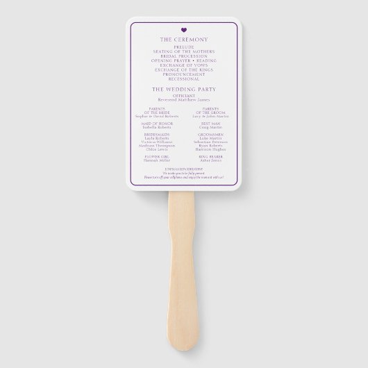 Paarse Waterverf Blauwe Regen Bloemen Bruiloft Handwaaier (Achterkant)