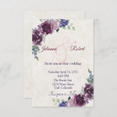 Paarse waterverf bloedige bruiloft kaart (Voorkant / Achterkant)
