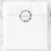 Paarse Waterverf Bloem Boho Adres Ronde Sticker (Tas)