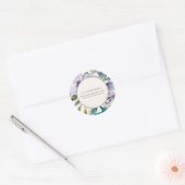 Paarse Waterverf Bloem Boho Adres Ronde Sticker (Envelop)