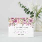 Paarse Waterverf Bloem Bruids Bruiloft Recept Kaar Briefkaart (Staand voorkant)