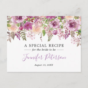 Paarse Waterverf Bloem Bruids Bruiloft Recept Kaar Briefkaart