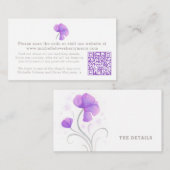 Paarse waterverf bloem bruiloft QR-informatie Informatiekaartje (Voorkant / Achterkant)