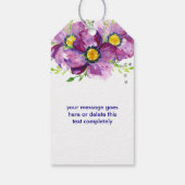 Paarse Waterverf Bloem en Glitter Bruiloft Cadeaulabel (Achterkant)