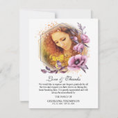 Paarse Waterverf Bloem Foto Lijst Sympathie Bedankkaart (Voorkant)