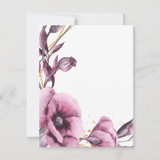 Paarse Waterverf Bloem Foto Lijst Sympathie Bedankkaart (Achterkant)