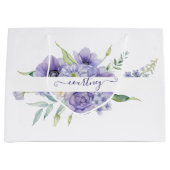 Paarse waterverf bloem persoonlijk groot cadeauzakje (Voorkant)