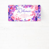 Paarse Waterverf Bloemen 60ste Verjaardagsfeestje Spandoek (Insitu)