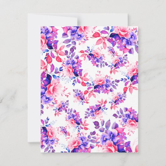 Paarse Waterverf Bloemen 70e Verjaardagsprogramma Kaart (Achterkant)