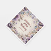 Paarse Waterverf Bloemen 80ste Verjaardag Servet (Hoek)