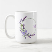 Paarse Waterverf Bloemen, Aangepaste Naam Koffiemok (Links)