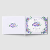 Paarse Waterverf Bloemen Baby shower Gepersonalise Gastenboek (Volledig)